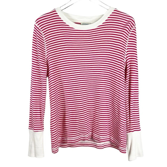 SUNDANCE Striped Thermal Long Sleeve Shirt Size Petite Large - Picture 2 of 9